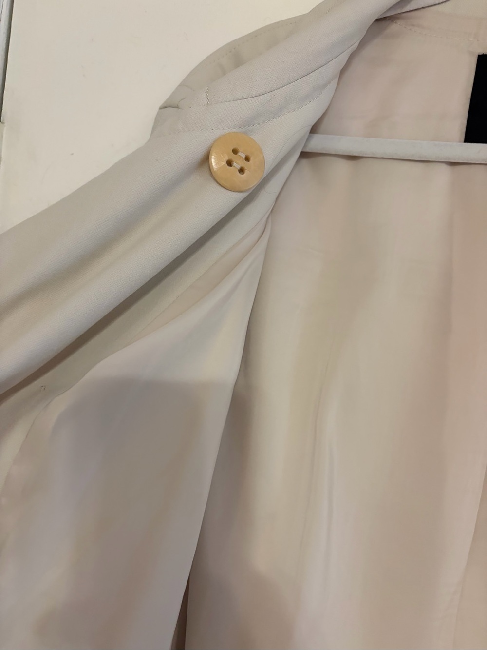 Talbots Cream Double-Breasted Coat | Classic Trench Style Jacket - Picture 3 of 4
